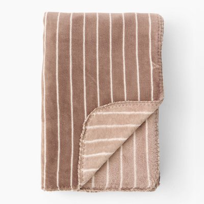 Plaid microfibre rayé, 130x170cm,  polyester recyclé MONOPRIX MAISON