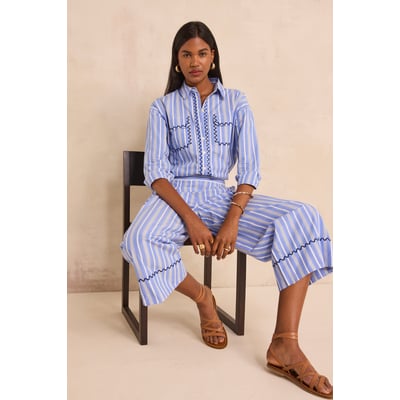 Pantalon rayé droit en coton LOUISETTE Maison 123
