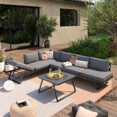 Salon de jardin modulable 6 personnes en aluminium, HELIOS AVRIL PARIS
