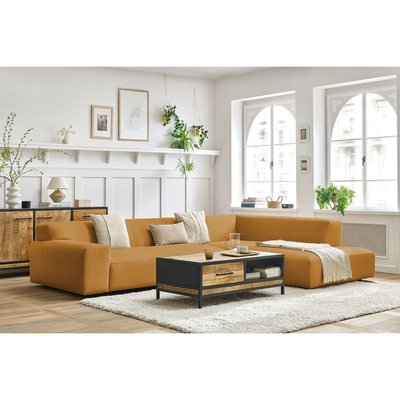 Canapé d'angle fixe 4 places en velours, LAVENA BOBOCHIC