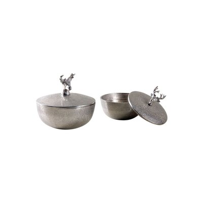 Boites rondes cerfs en aluminium (Lot de 2) AUBRY GASPARD