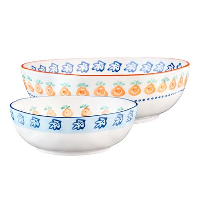Lot de 2 saladiers en porcelaine de haute qualité (grade a), peinte à la main, NAPOLI BJORN