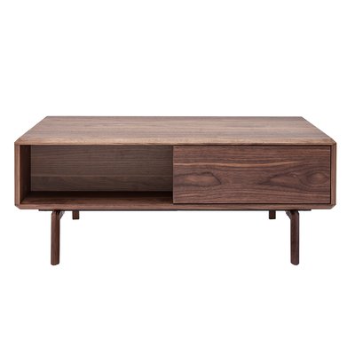 Table basse rectangulaire avec rangements bois foncé noyer L100 cm SUVA MILIBOO