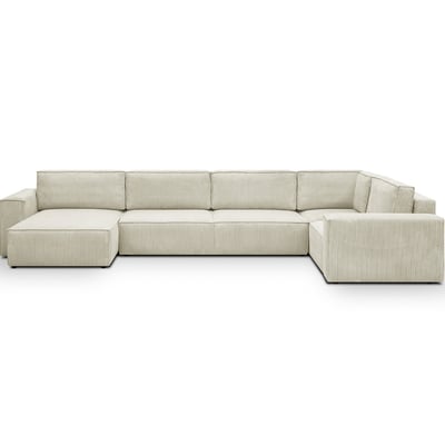 Canapé d'angle droit convertible 8 places en velours côtelé - HARPER MOD HOMIFAB