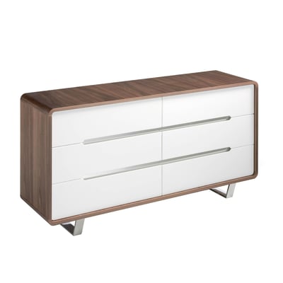 Commode en bois blanc, noyer et acier chromé ANGEL CERDA
