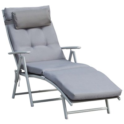 Chaise longue d'extérieur Métal Gris OUTSUNNY