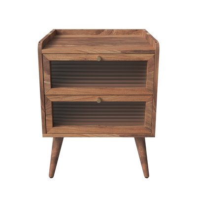 Table de chevet en bois d'acacia 2 tiroirs - BRUNE RENDEZ-VOUS DÉCO