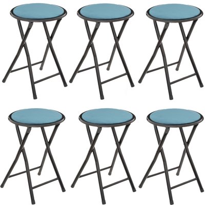 Lot de 6 Tabourets pliants avec effet velours TOILINUX