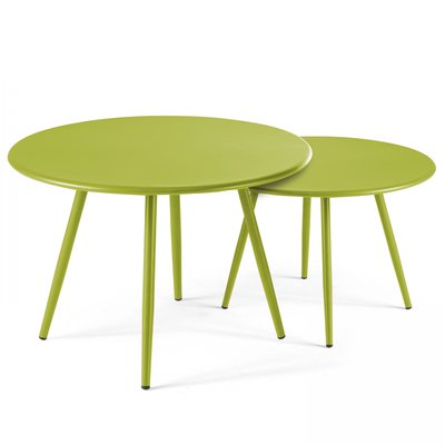 Lot de 2 tables basses gigognes de jardin en métal, PALAVAS OVIALA