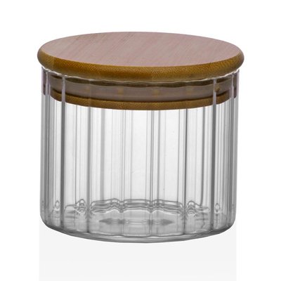Bocal cuisine en verre strié avec bouchon bambou 250ml VERSA