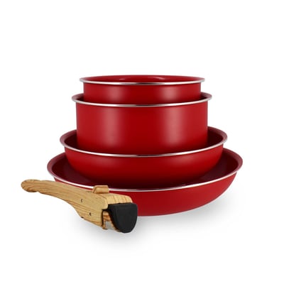 Batterie de cuisine 5 pièces en aluminium recyclé, COLORAMA MENASTYL