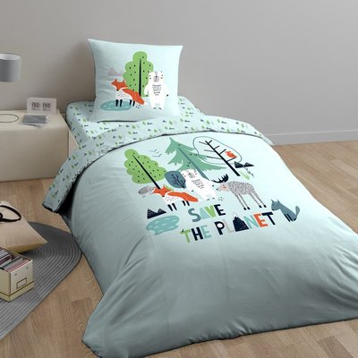 Housse de couette  Save the planet +  100% coton bio 57 fils DECORATIE