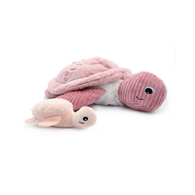 Peluche tortue géante Sauvenou maman et son bébé rose - Les Ptipotos DEGLINGOS