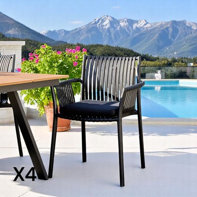 Chaise de jardin noire (lot de 4) MENDOZA PIER IMPORT