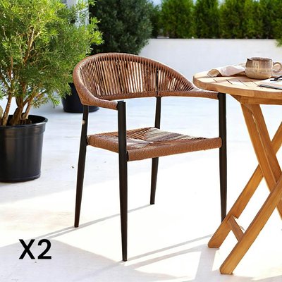 Chaise de jardin noire en résine tressée et aluminium (lot de 2) MENDOZA PIER IMPORT