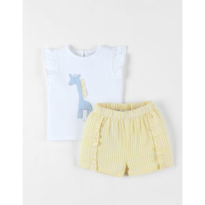 Set t-shirt girafe + short, jaune/écru NOUKIE'S