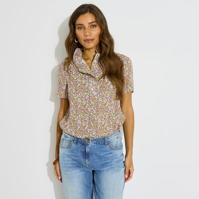 Blouse imprimé floral col volanté GRAIN DE MALICE