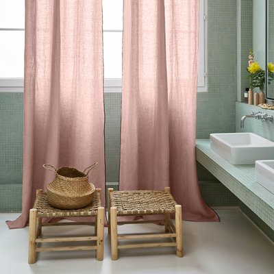 Rideau Carlina Tamisant en Lin 100% lavé légèrement froissé Blanc 350x280 cm MADURA