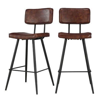 Lot de 2 chaises de bar mi-hauteur 66 cm cuir synthétique / - TEXAS RENDEZ-VOUS DÉCO