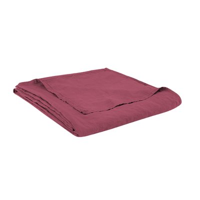 Drap plat en lin lavé, NATURELLEMENT LIN BLANC CERISE