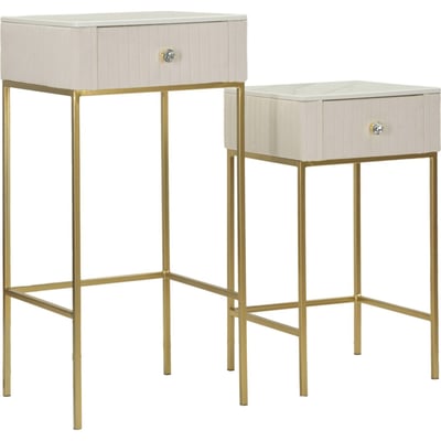 Lot de 2 tables hautes pin et métal GLAM RECOLLECTION