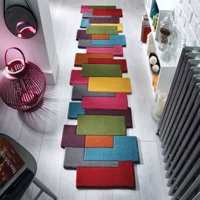 Tapis de couloir graphique en laine COLLAGE FLAIR RUGS