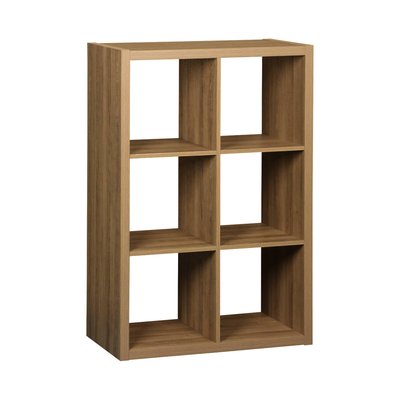 Etagère bibliothèque décor bois 2 niveaux 6 compartiments BASIKS SWEEEK