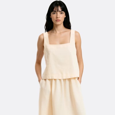 Linen back-buttoned strappy top LA REDOUTE COLLECTIONS