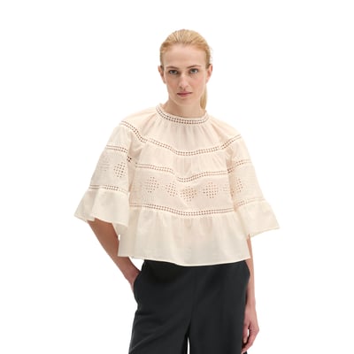 Blouse boho de style folklorique relaxed en voile de coton brodé MARC O'POLO