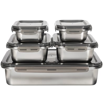 Lot de 5 boîtes rectangulaires en inox (650, 1300, 5000 ml) - Nomade LAGUIOLE CUISSON