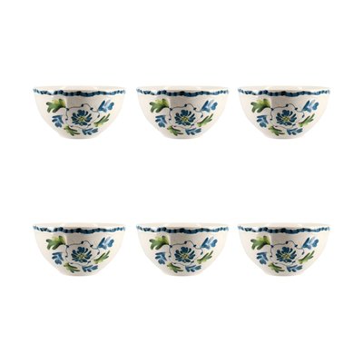 Lot de 6 bols à motif floral en grès 60cl, GARDENIA NOVASTYL