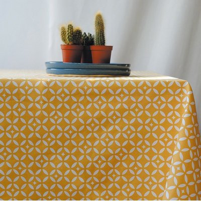 Nappe enduite ronde ou ovale MOSAÏQUE FLEUR DE SOLEIL