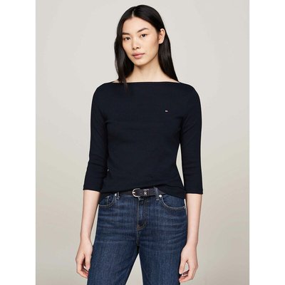 Boat Neck T-Shirt with 3/4 Length Sleeves TOMMY HILFIGER