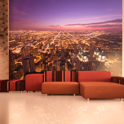 Papier peint intissé panoramique Ville et Architecture Chicago - ambiance de nuit EDEN