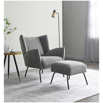 Niall Boucle Accent Chair and Footstool Set SO'HOME