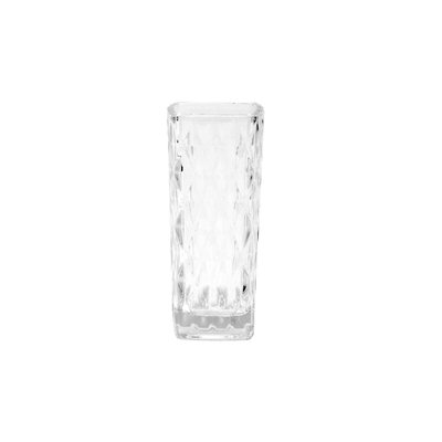 Petit vase carré en verre transparent diamants - 6.4x6.4x15cm WADIGA