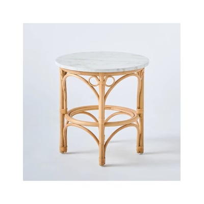 Table basse en rotin GINGKO plateau blanc KOK