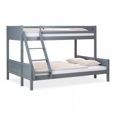 Lit Superposé 90x200 et 140x200 cm gris HOMESTYLE4U