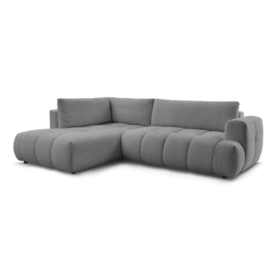 Canapé d'angle convertible 4 places en tissu bouclette, FUJI BOBOCHIC