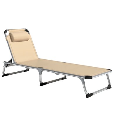 Transat pliable dossier réglable tétière alu. textilène OUTSUNNY