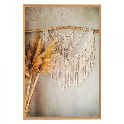 Tableau Mural Mat Encadré Pampa & Macrame CHARME ROMANTIQUE CEANOTHE