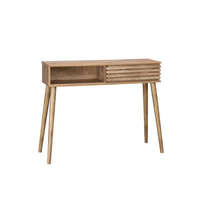 Console scandinave effet bois avec porte coulissante rainurée MADERE SWEEEK
