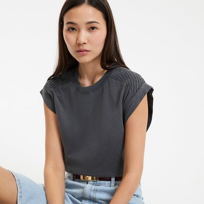 Sleeveless round-neck T-shirt with gathered shoulders LA REDOUTE COLLECTIONS