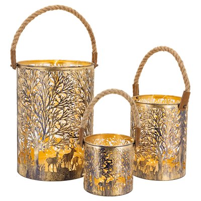 Lanternes en métal doré Cerf (lot de 3) AUBRY GASPARD