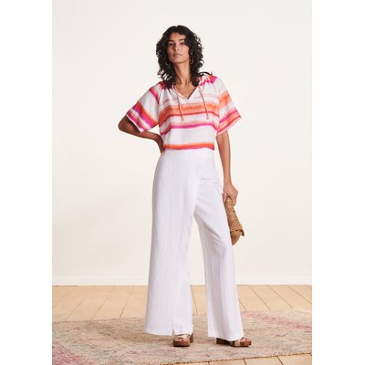 Pantalon large en viscose lin avec pan LA FEE MARABOUTEE