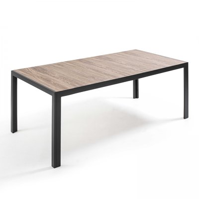 Table en aluminium et céramique effet bois 10 personnes, TIVOLI OVIALA
