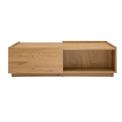 Table basse rectangulaire avec rangements 2 tiroirs finition bois clair chêne L120 cm MADERO MILIBOO