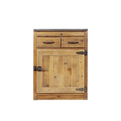 Meuble bas de cuisine en bois recyclé et pierre bleue CHAMPÊTRE MADE IN MEUBLES 