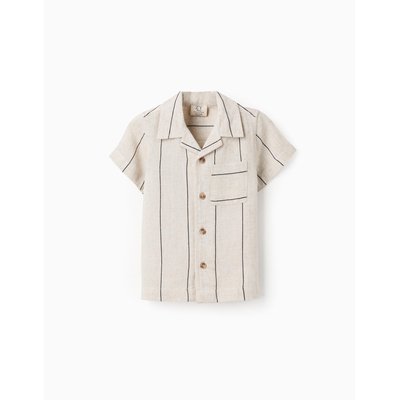 Chemise à Manches Courtes en Viscose et Lin ZIPPY