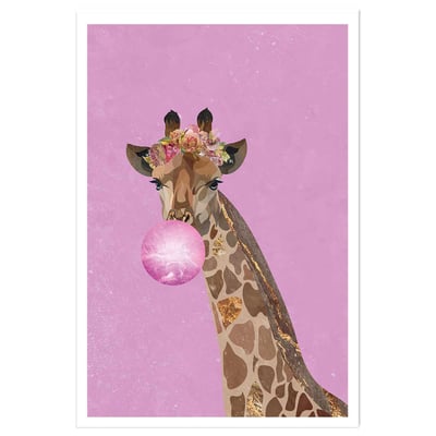 Affiche enfant girafe rose HEXOA